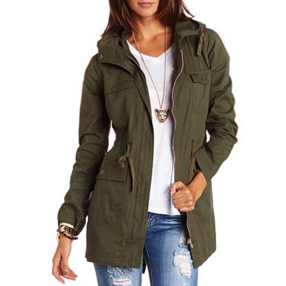 Abound Military Cargo Olive Green Utility Jacket S